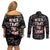 Skull Pattern Couples Matching Off Shoulder Short Dress and Long Sleeve Button Shirts Never Trust The Living - Wonder Print Shop
