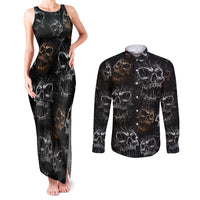 Skull Pattern Couples Matching Tank Maxi Dress and Long Sleeve Button Shirts Never Trust The Living - Wonder Print Shop