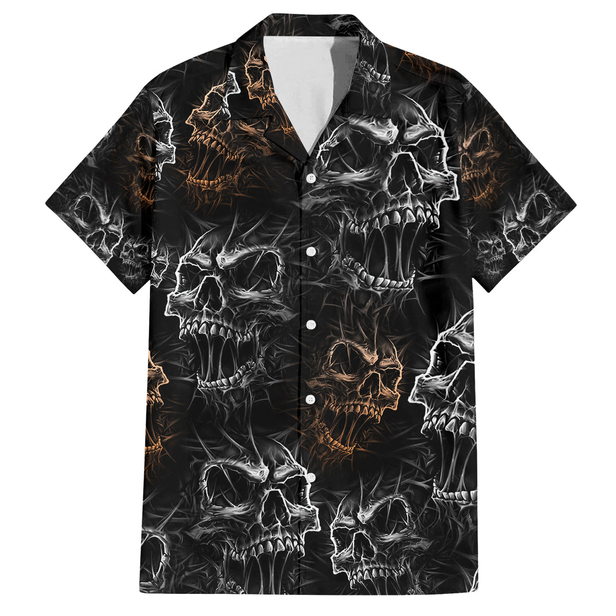 Skull Pattern Family Matching Off Shoulder Long Sleeve Dress and Hawaiian Shirt Never Trust The Living - Wonder Print Shop