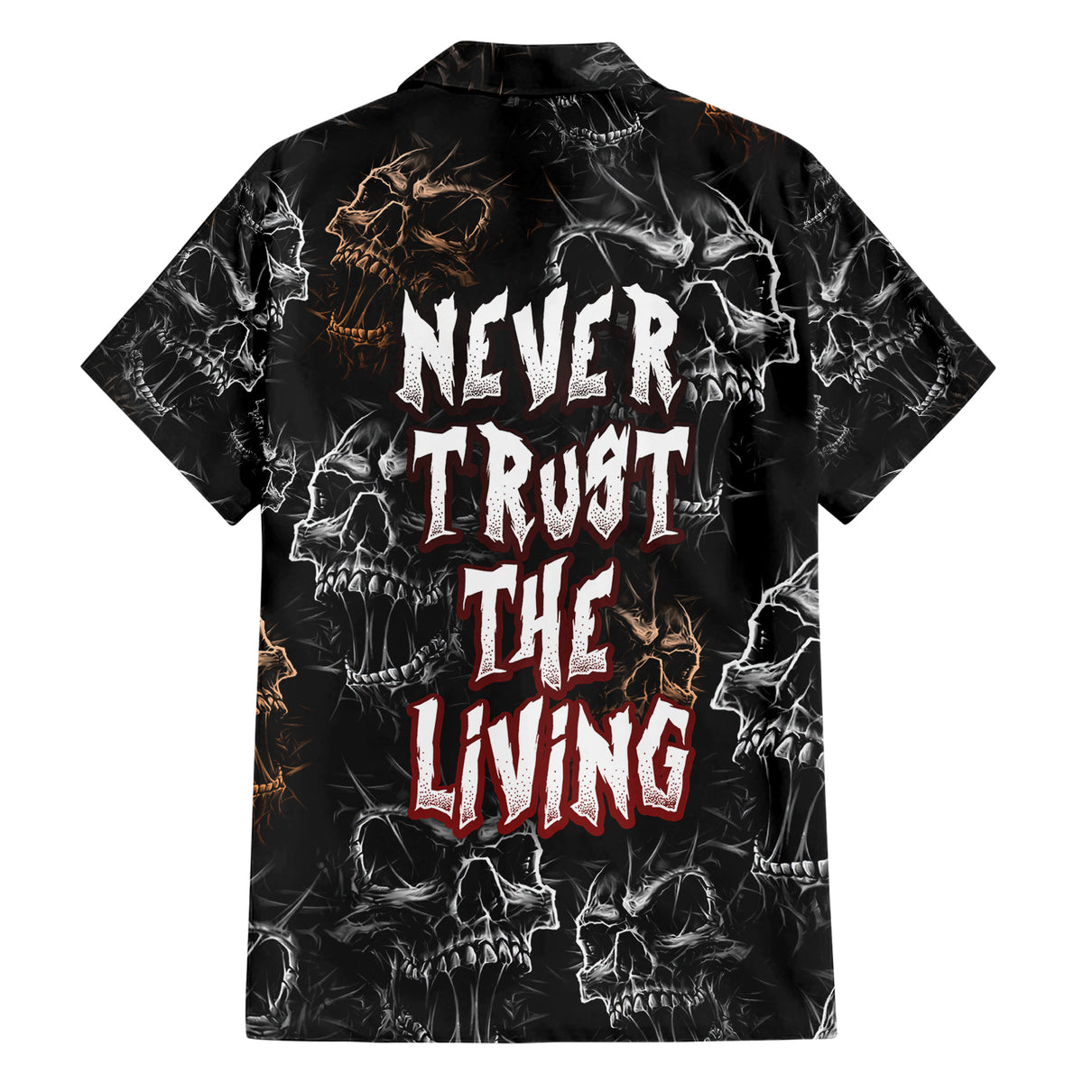 Skull Pattern Hawaiian Shirt Never Trust The Living - Wonder Print Shop