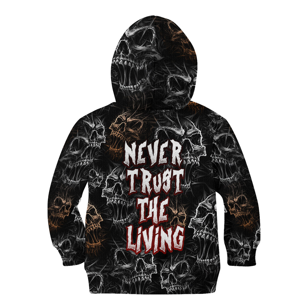 Skull Pattern Kid Hoodie Never Trust The Living - Wonder Print Shop