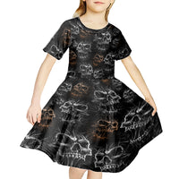 Skull Pattern Kid Short Sleeve Dress Never Trust The Living - Wonder Print Shop