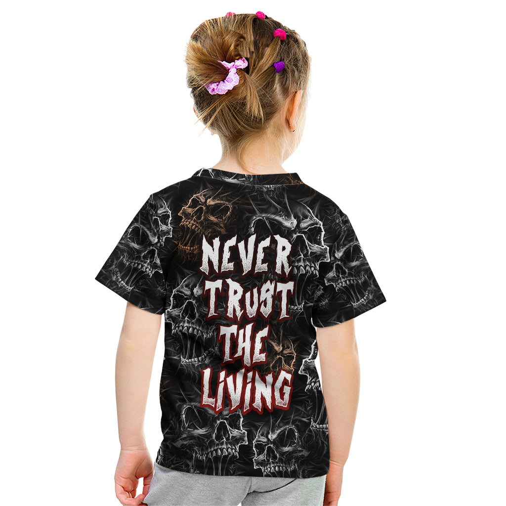 Skull Pattern Kid T Shirt Never Trust The Living - Wonder Print Shop