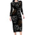 Skull Pattern Long Sleeve Bodycon Dress Never Trust The Living - Wonder Print Shop