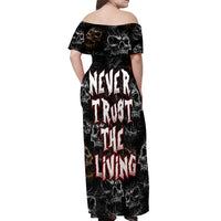 Skull Pattern Off Shoulder Maxi Dress Never Trust The Living - Wonder Print Shop