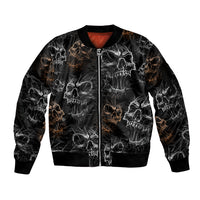 Skull Pattern Sleeve Zip Bomber Jacket Never Trust The Living - Wonder Print Shop