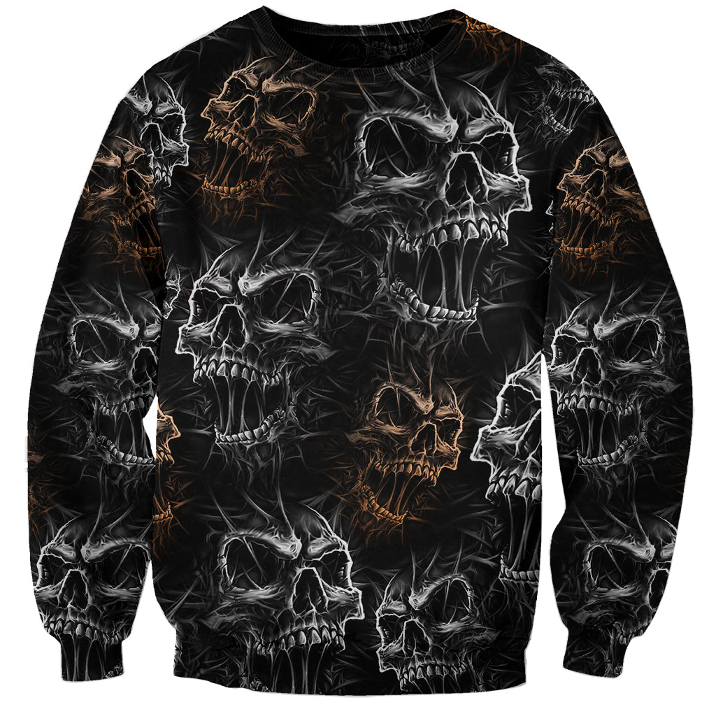 Skull Pattern Sweatshirt Never Trust The Living - Wonder Print Shop