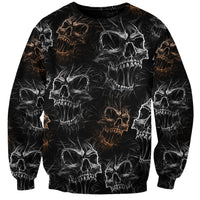 Skull Pattern Sweatshirt Never Trust The Living - Wonder Print Shop