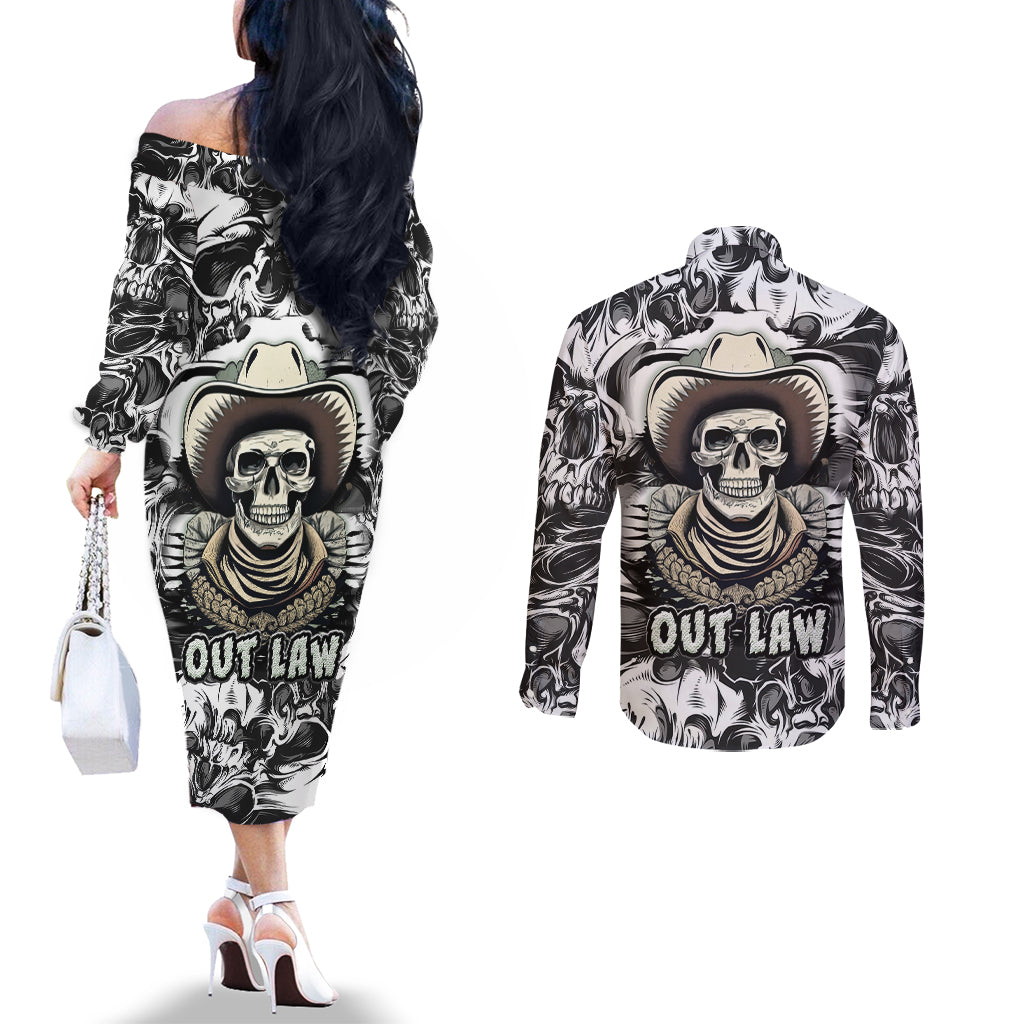 skull-cowboy-couples-matching-off-the-shoulder-long-sleeve-dress-and-long-sleeve-button-shirts-out-law