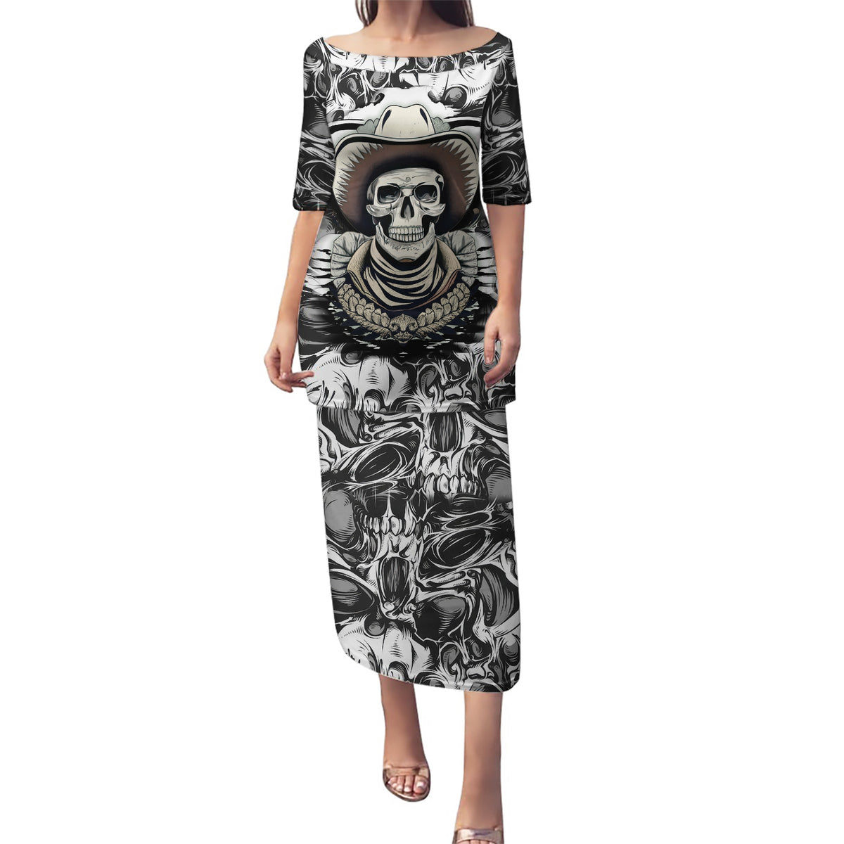 Skull Cowboy Puletasi Out Law - Wonder Print Shop