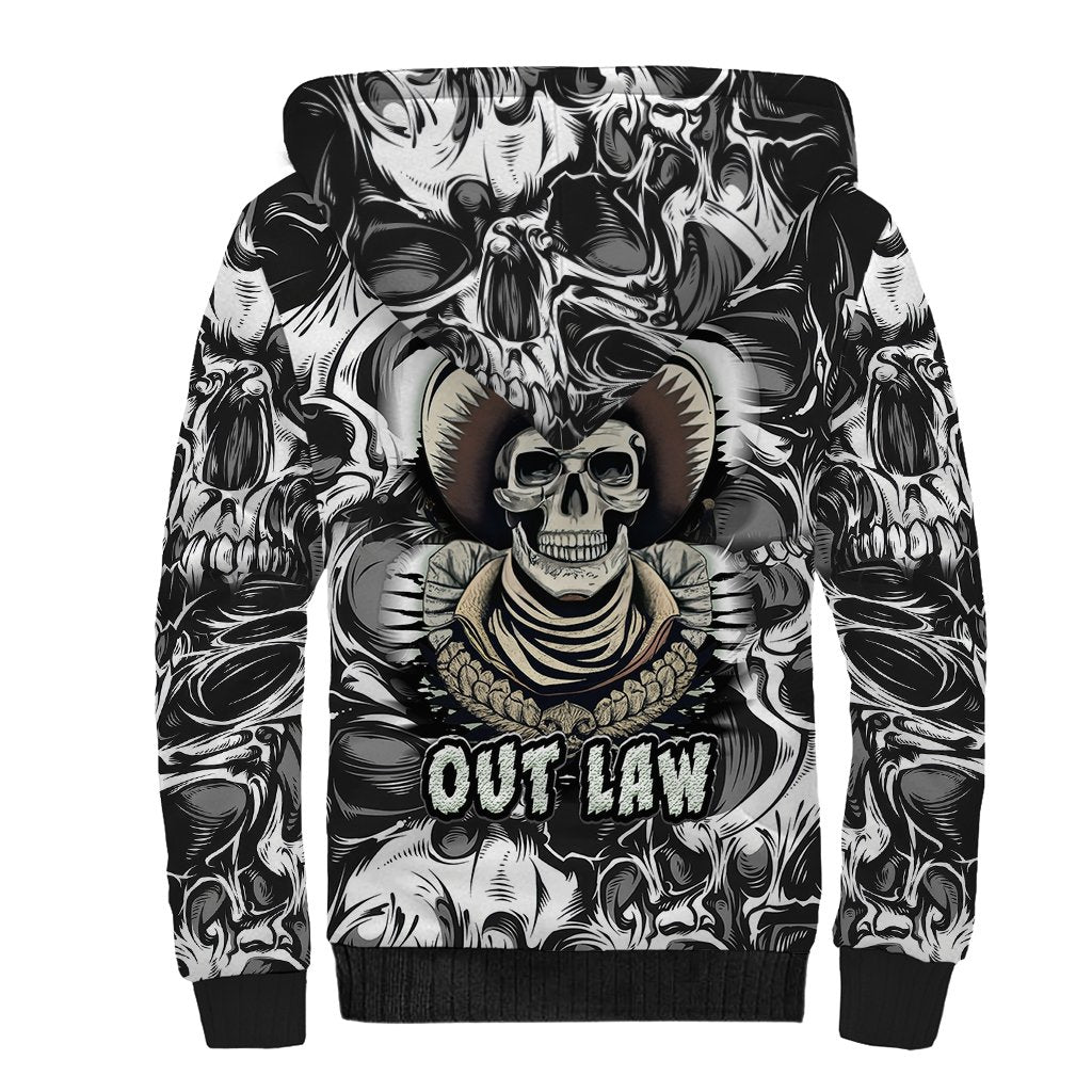 Skull Cowboy Sherpa Hoodie Out Law - Wonder Print Shop