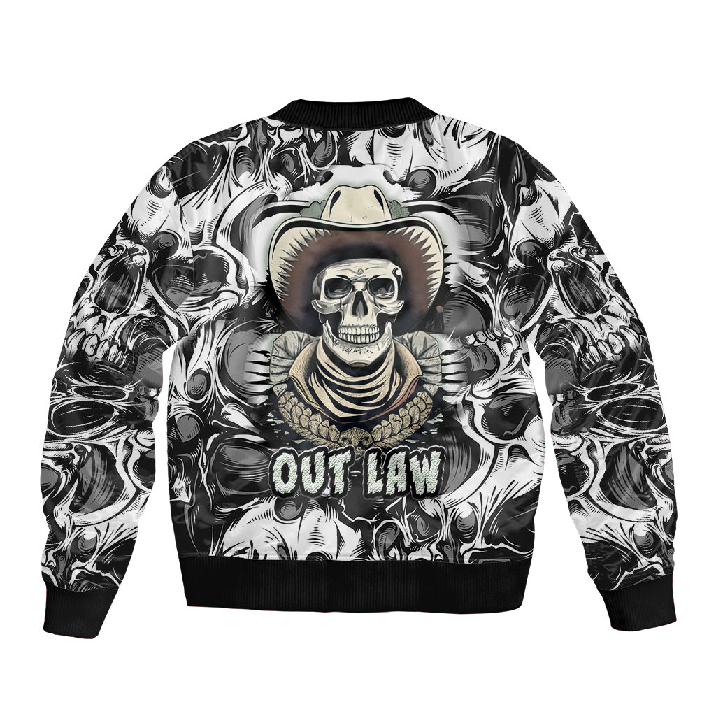 Skull Cowboy Sleeve Zip Bomber Jacket Out Law - Wonder Print Shop