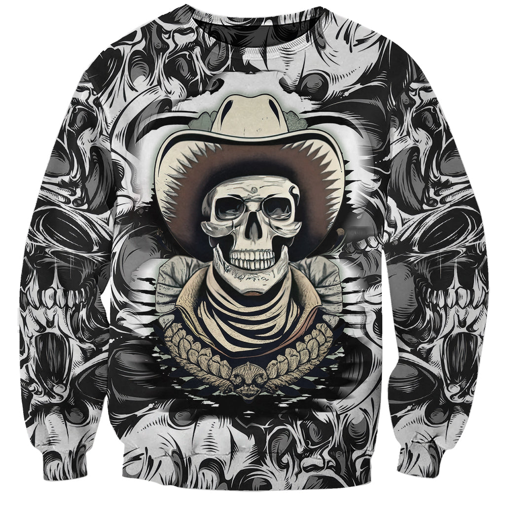 Skull Cowboy Sweatshirt Out Law - Wonder Print Shop