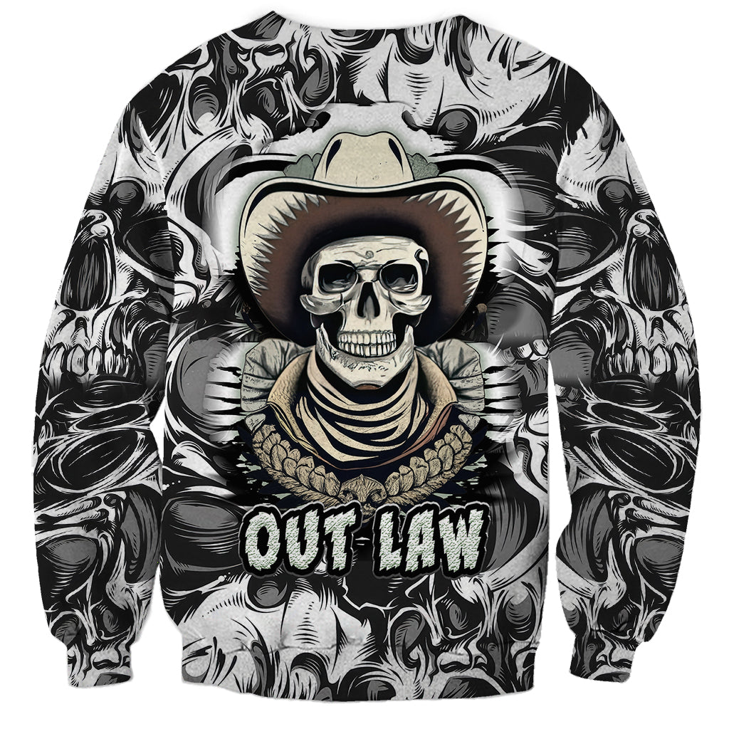 Skull Cowboy Sweatshirt Out Law - Wonder Print Shop