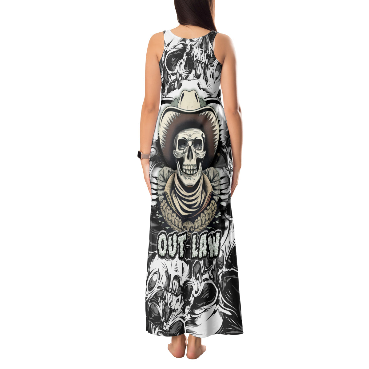 Skull Cowboy Tank Maxi Dress Out Law - Wonder Print Shop