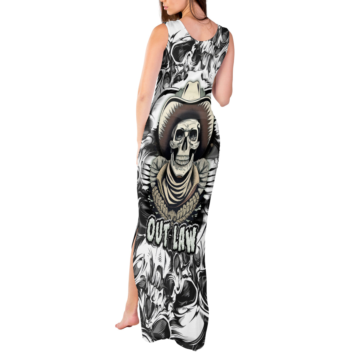 Skull Cowboy Tank Maxi Dress Out Law - Wonder Print Shop