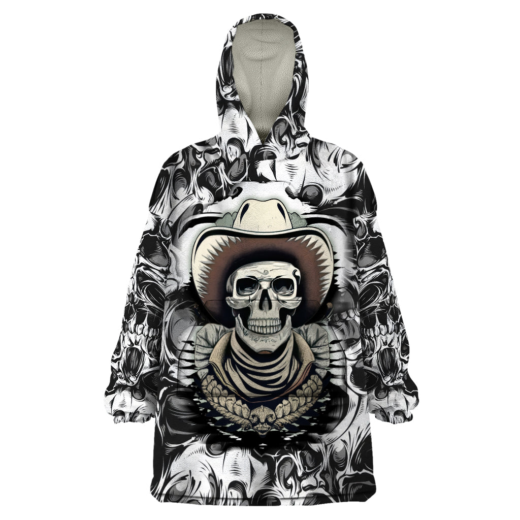 Skull Cowboy Wearable Blanket Hoodie Out Law - Wonder Print Shop
