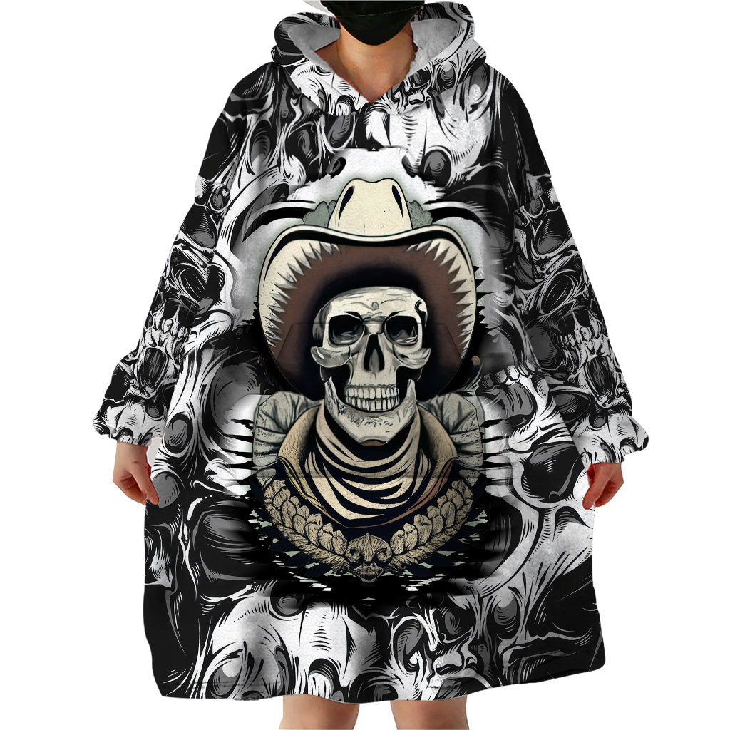 Skull Cowboy Wearable Blanket Hoodie Out Law - Wonder Print Shop