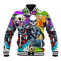Comic Skull Baseball Jacket Pop Art Cartoon Skull Funny - Wonder Print Shop