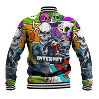 Comic Skull Baseball Jacket Pop Art Cartoon Skull Funny - Wonder Print Shop