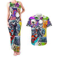Comic Skull Couples Matching Tank Maxi Dress and Hawaiian Shirt Pop Art Cartoon Skull Funny - Wonder Print Shop