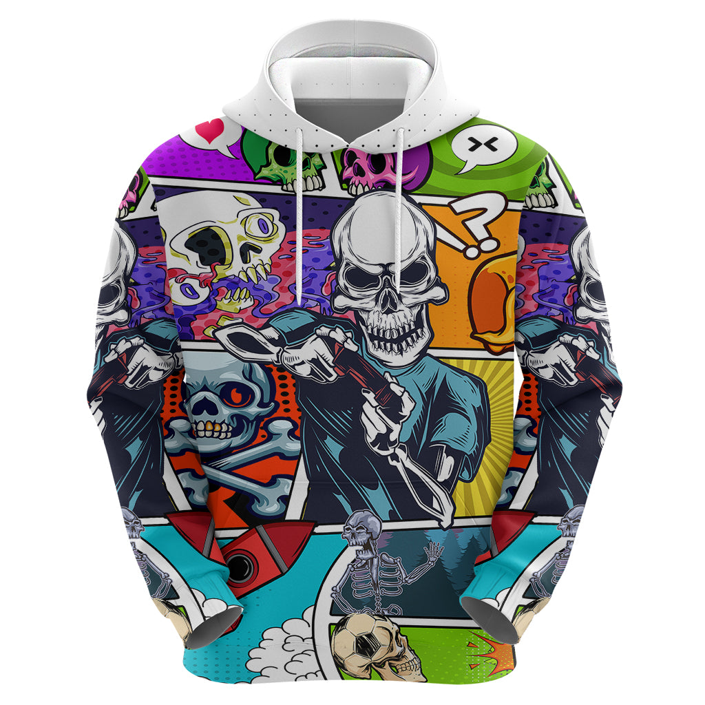Comic Skull Hoodie Pop Art Cartoon Skull Funny - Wonder Print Shop