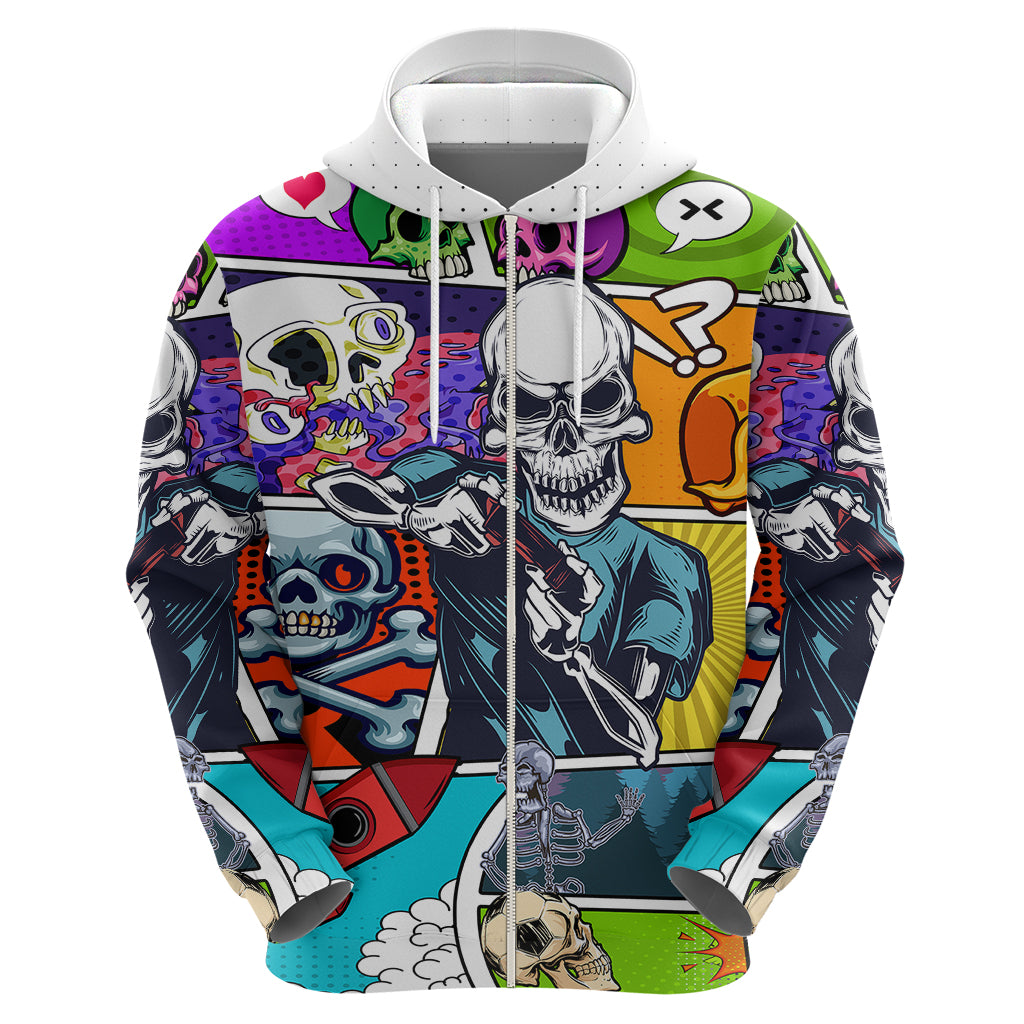 Comic Skull Hoodie Pop Art Cartoon Skull Funny - Wonder Print Shop