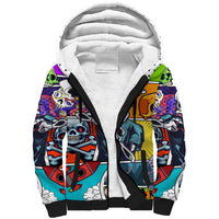 Comic Skull Sherpa Hoodie Pop Art Cartoon Skull Funny - Wonder Print Shop
