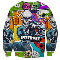 Comic Skull Sweatshirt Pop Art Cartoon Skull Funny - Wonder Print Shop