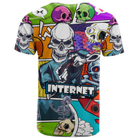 Comic Skull T Shirt Pop Art Cartoon Skull Funny - Wonder Print Shop