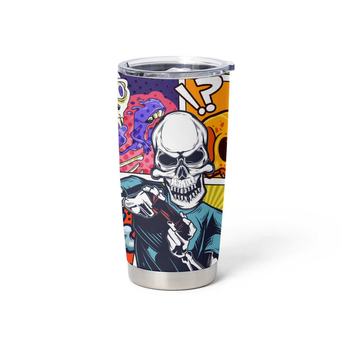 Comic Skull Tumbler Cup Pop Art Cartoon Skull Funny - Wonder Print Shop