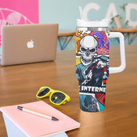 Comic Skull Tumbler With Handle Pop Art Cartoon Skull Funny - Wonder Print Shop