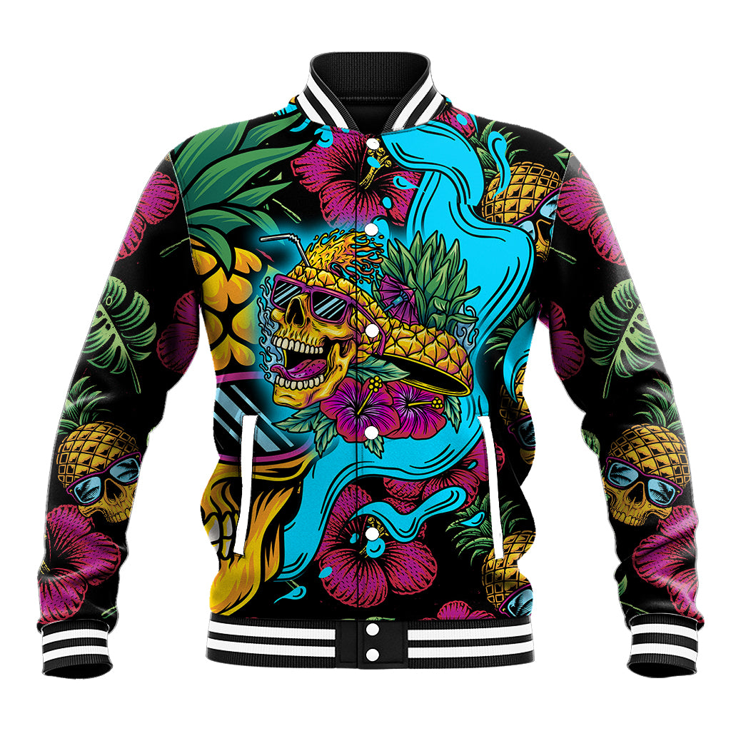 Pineapple Skull Baseball Jacket Sumer Time - Wonder Print Shop