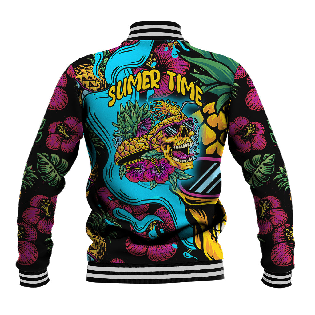 Pineapple Skull Baseball Jacket Sumer Time - Wonder Print Shop