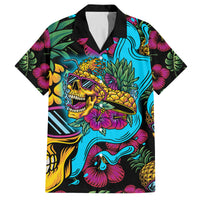 Pineapple Skull Family Matching Off Shoulder Long Sleeve Dress and Hawaiian Shirt Sumer Time - Wonder Print Shop