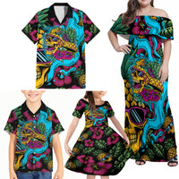 Pineapple Skull Family Matching Off Shoulder Maxi Dress and Hawaiian Shirt Sumer Time - Wonder Print Shop