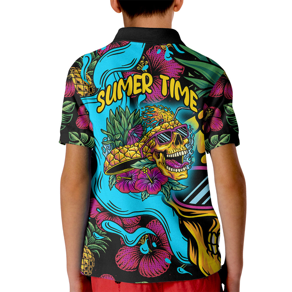 Pineapple Skull Kid Polo Shirt Sumer Time - Wonder Print Shop