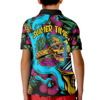 Pineapple Skull Kid Polo Shirt Sumer Time - Wonder Print Shop