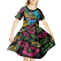 Pineapple Skull Kid Short Sleeve Dress Sumer Time - Wonder Print Shop
