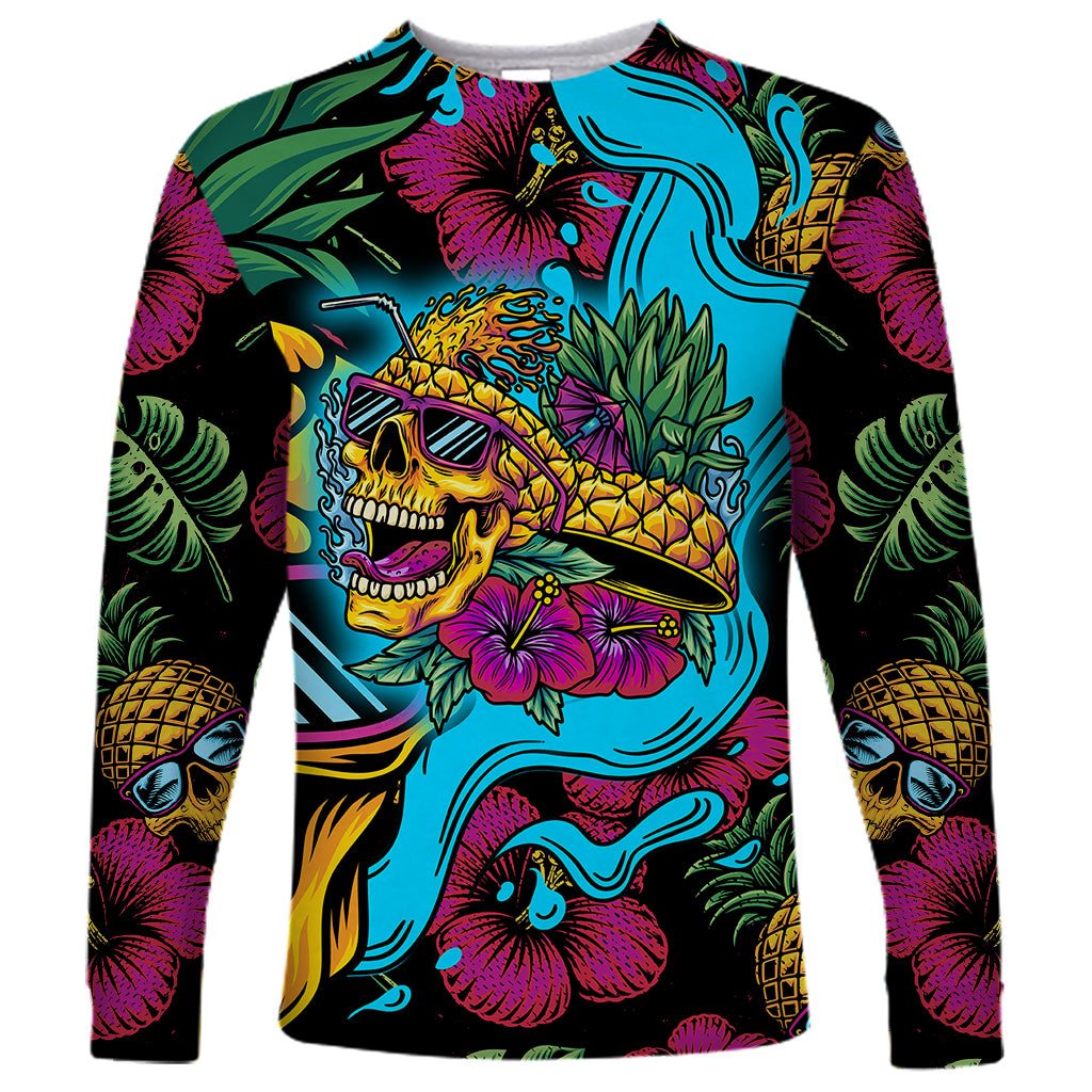 Pineapple Skull Long Sleeve Shirt Sumer Time - Wonder Print Shop