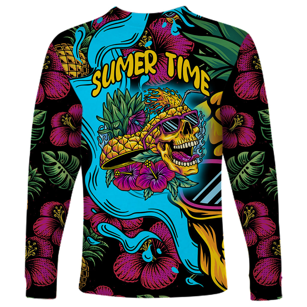 Pineapple Skull Long Sleeve Shirt Sumer Time - Wonder Print Shop