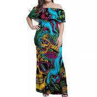 Pineapple Skull Off Shoulder Maxi Dress Sumer Time - Wonder Print Shop
