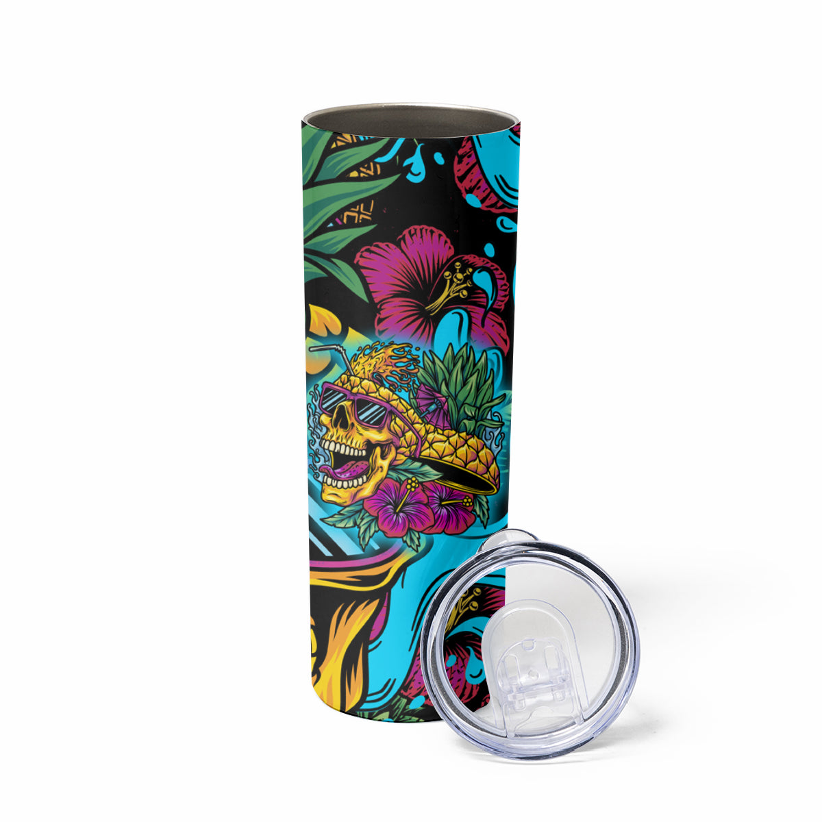 Pineapple Skull Skinny Tumbler Sumer Time - Wonder Print Shop