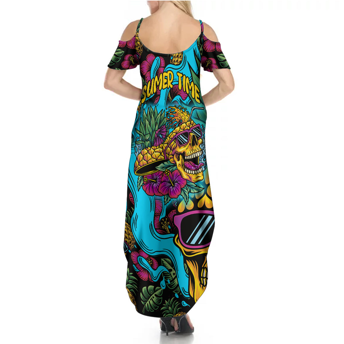 Pineapple Skull Summer Maxi Dress Sumer Time - Wonder Print Shop