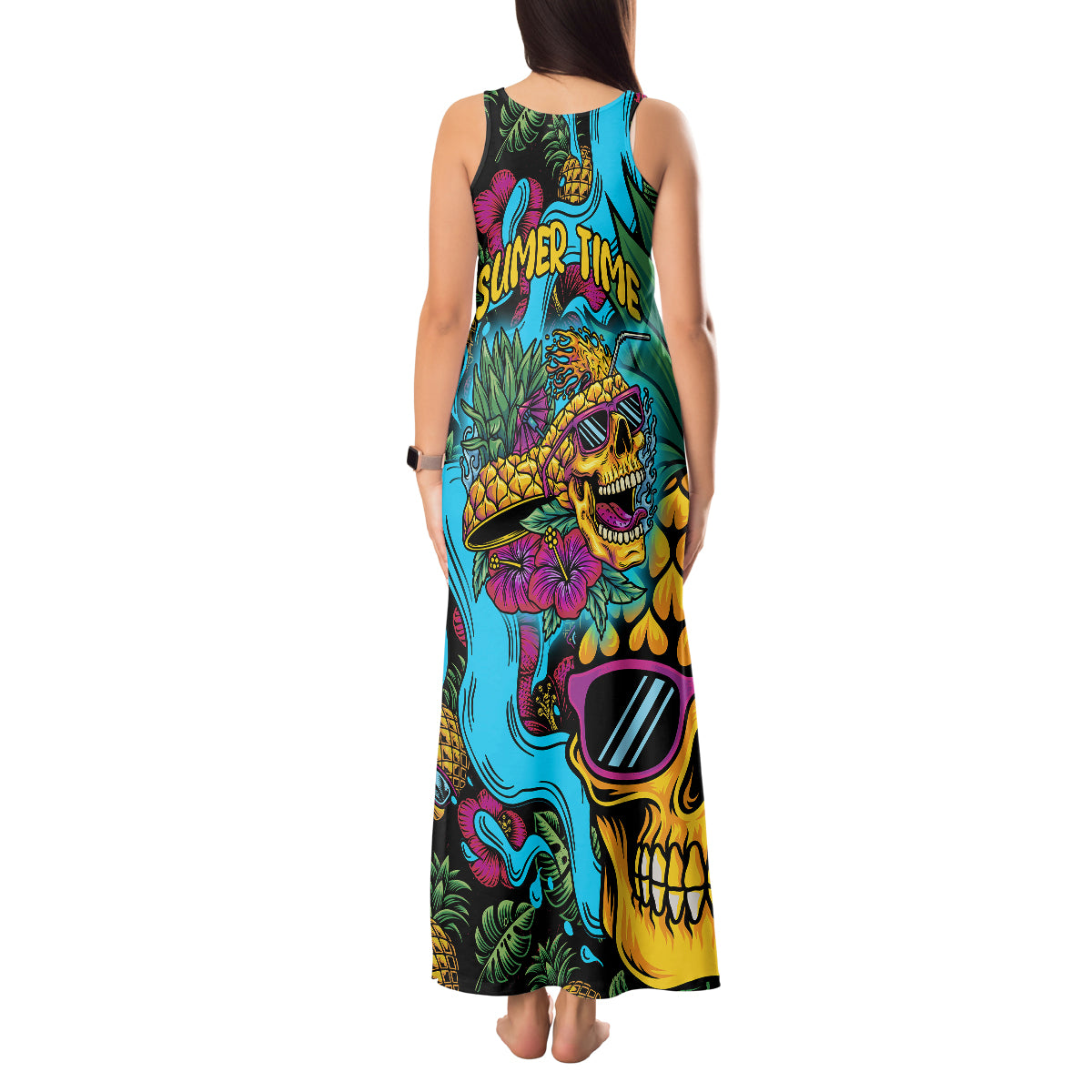 Pineapple Skull Tank Maxi Dress Sumer Time - Wonder Print Shop