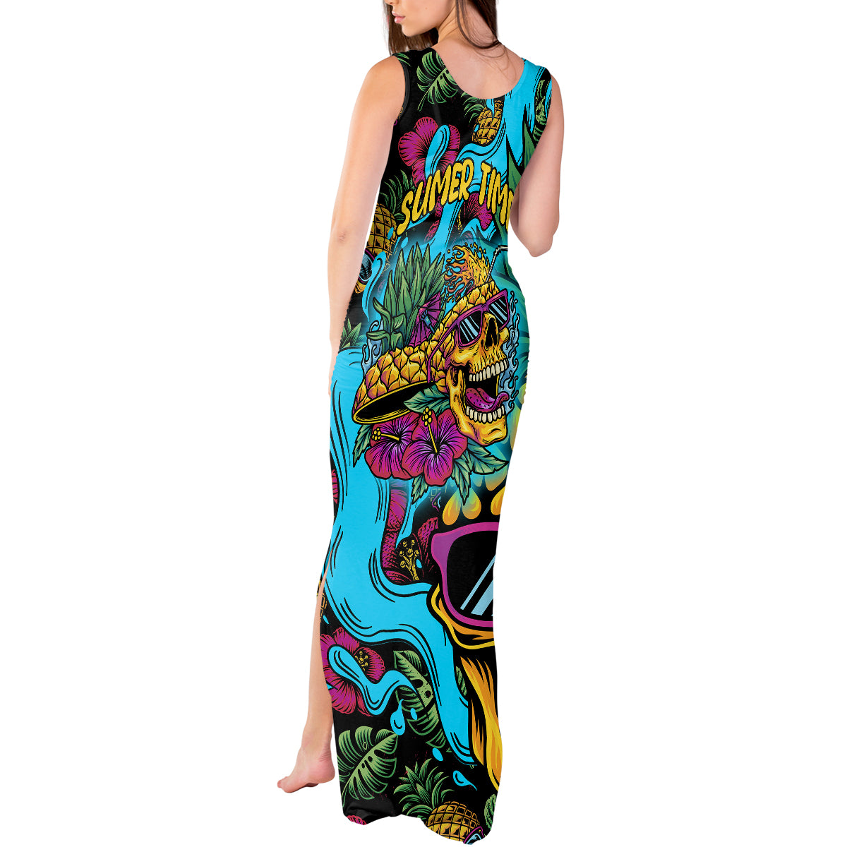 Pineapple Skull Tank Maxi Dress Sumer Time - Wonder Print Shop