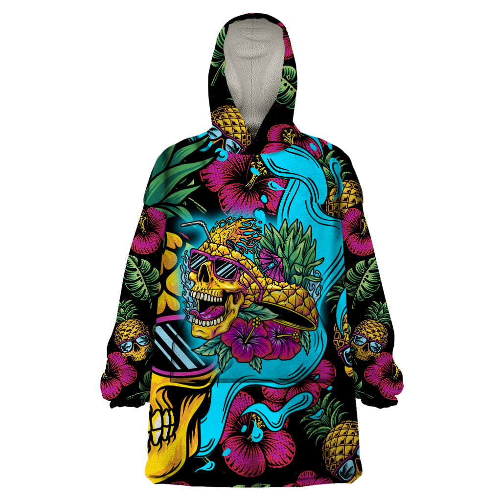 Pineapple Skull Wearable Blanket Hoodie Sumer Time - Wonder Print Shop