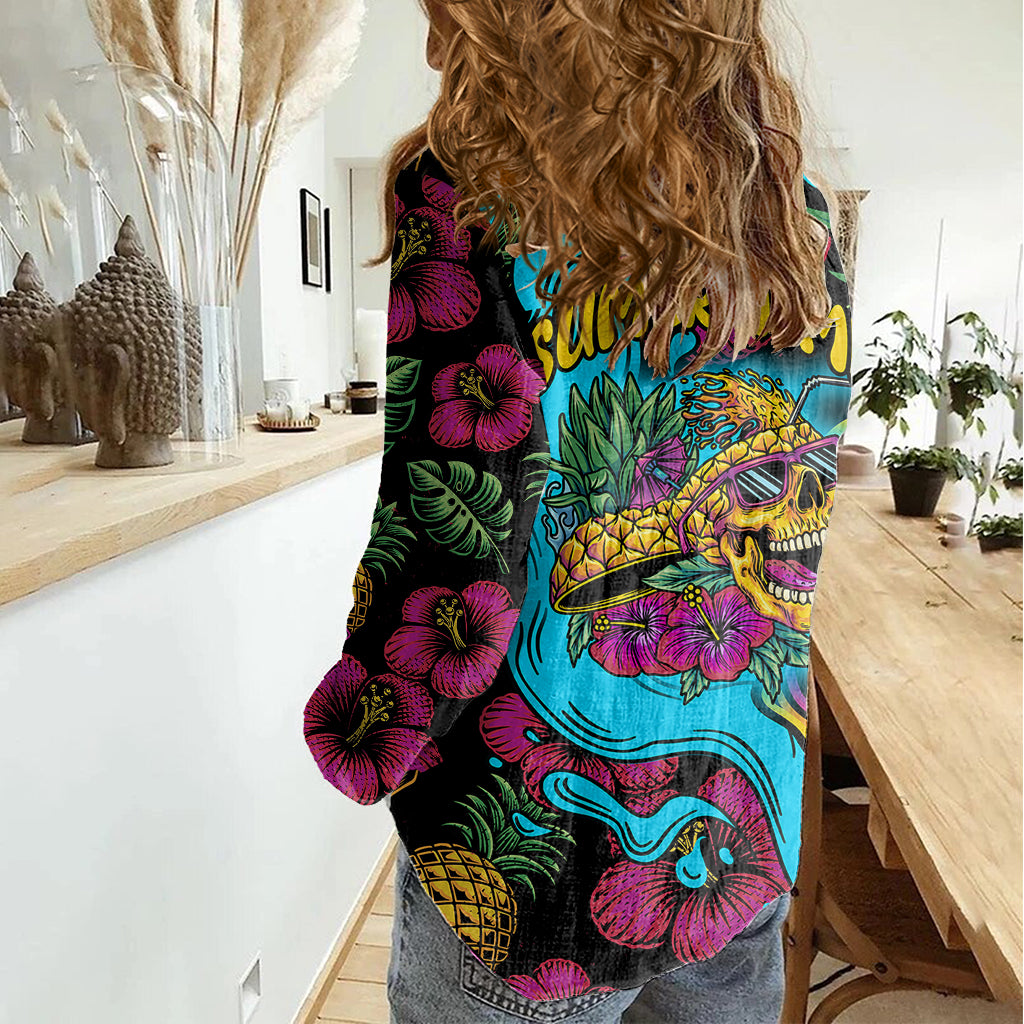 Pineapple Skull Women Casual Shirt Sumer Time - Wonder Print Shop