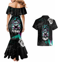 Crow Skull Couples Matching Mermaid Dress and Hawaiian Shirt My Mascot Is The A Crow - Wonder Print Shop