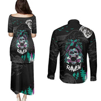 Crow Skull Couples Matching Puletasi Dress and Long Sleeve Button Shirts My Mascot Is The A Crow - Wonder Print Shop